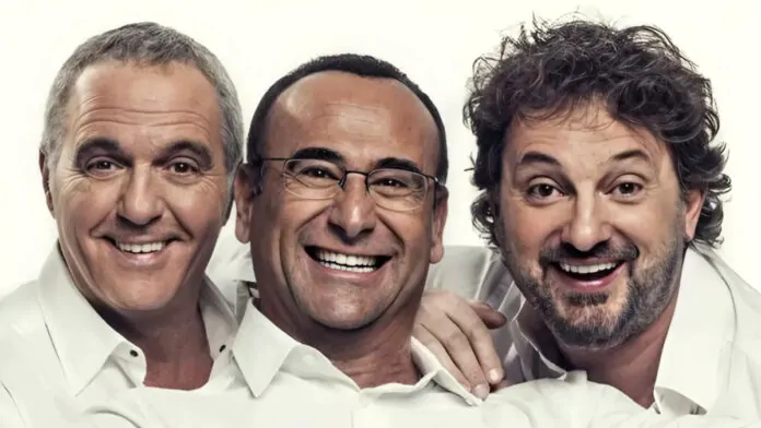 sanremo, carlo conti, leonardo pieraccioni e giorgio panariello