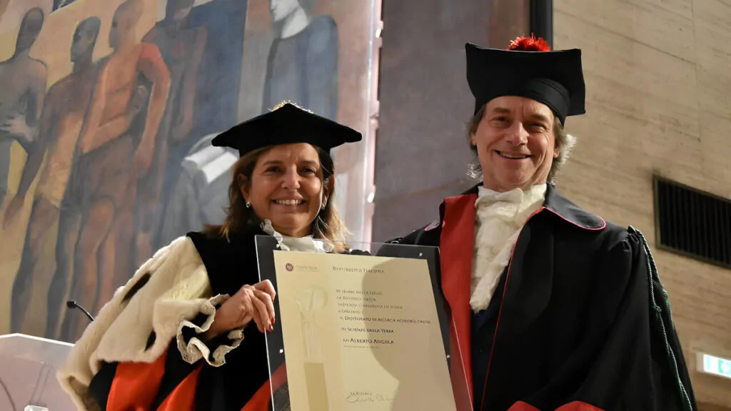 alberto angela, dottorato honoris causa sapienza, accanto alla rettrice antonella polimeni